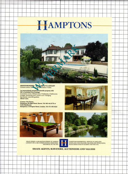 Billingshurst Sussex  / King's Langley Hertfordshire  -1991 House Sale Advert