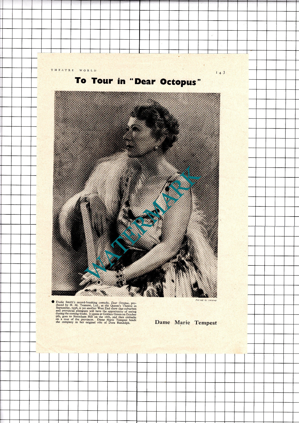 Dame Marie Tempest Actress Dear Octopus  - 1939 Clipping / Print