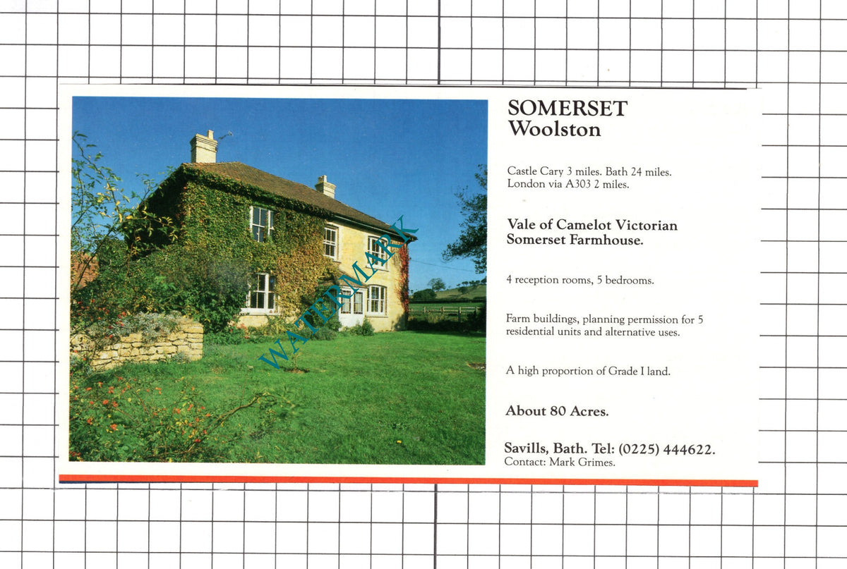 Woolston Somerset / Sevenoaks Kent House Sale Advert - 1990 Clipping / Print