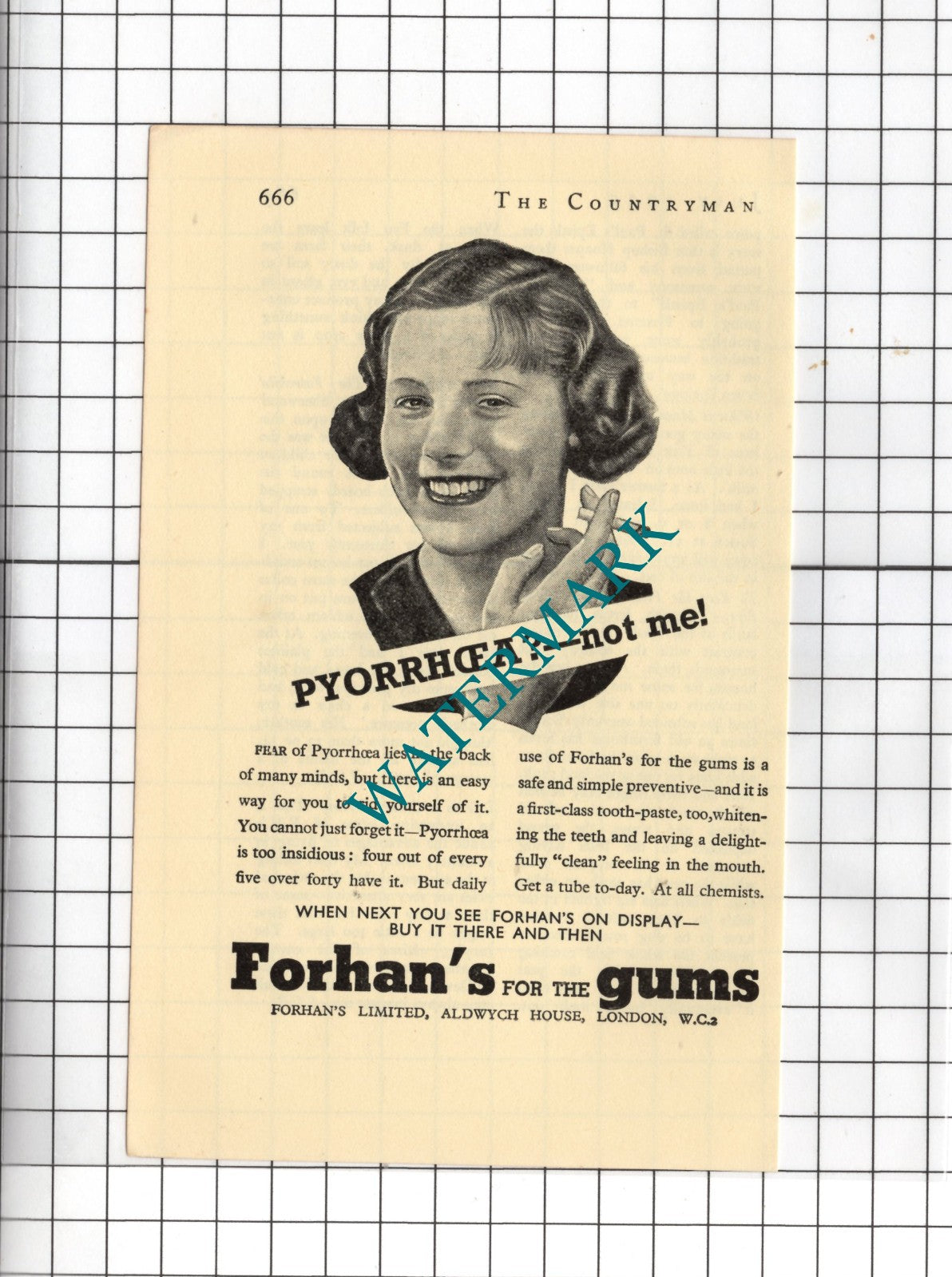 Forhan's Ltd Aldwych House London   - 1935 Small Advert