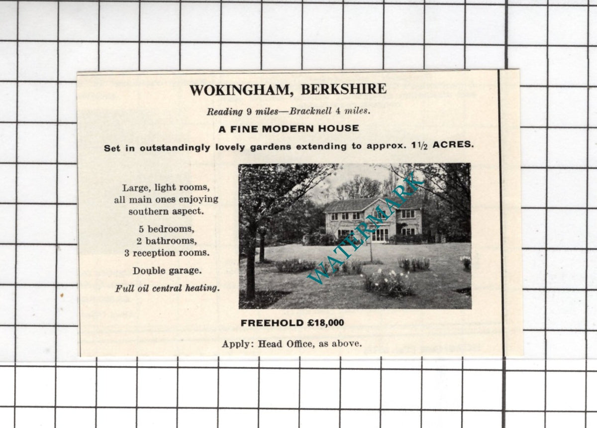 Wokingham Berkshire  SMALL House Advert - 1967