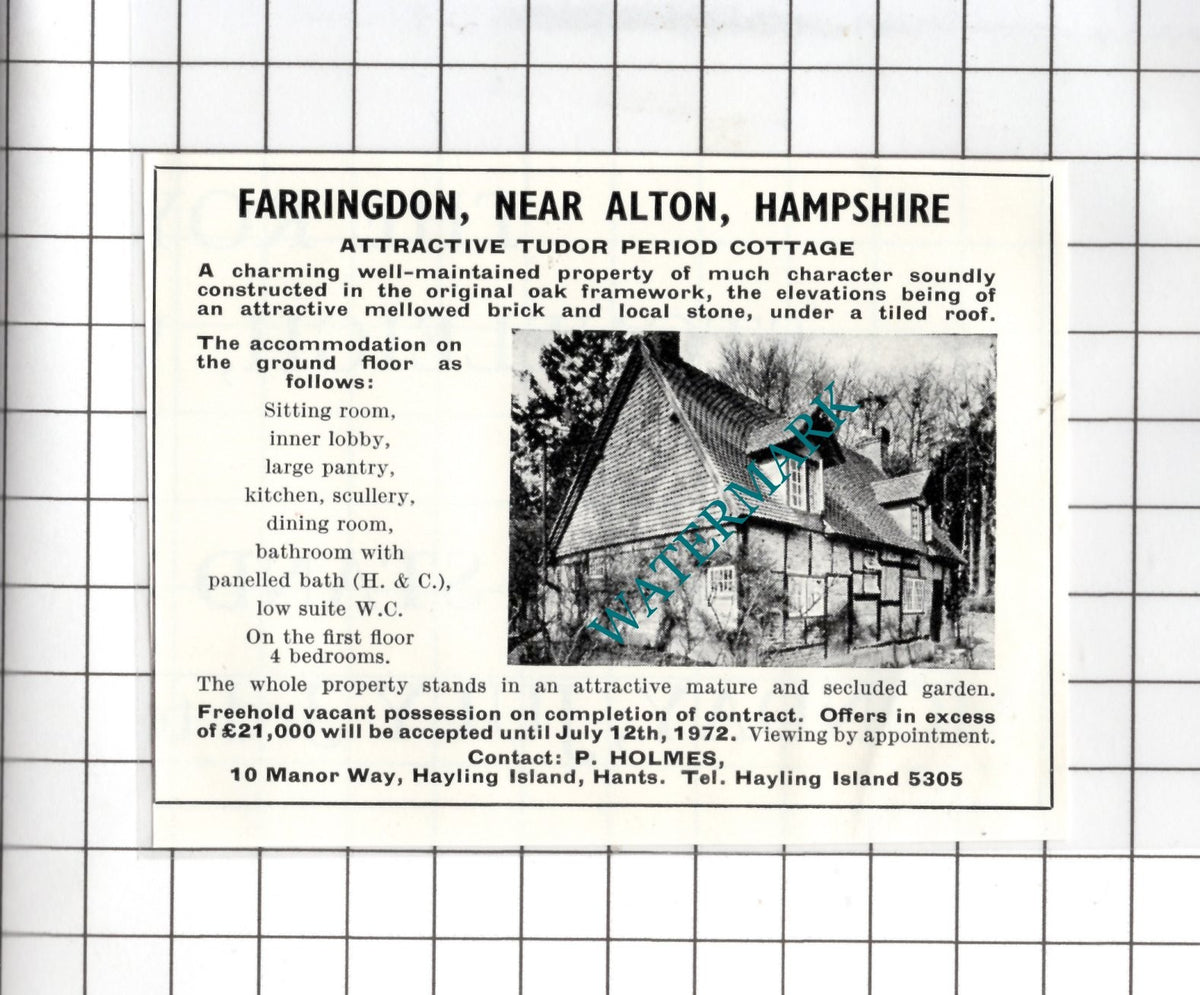 Farringdon Hampshire Small House Sale Advert - 1972