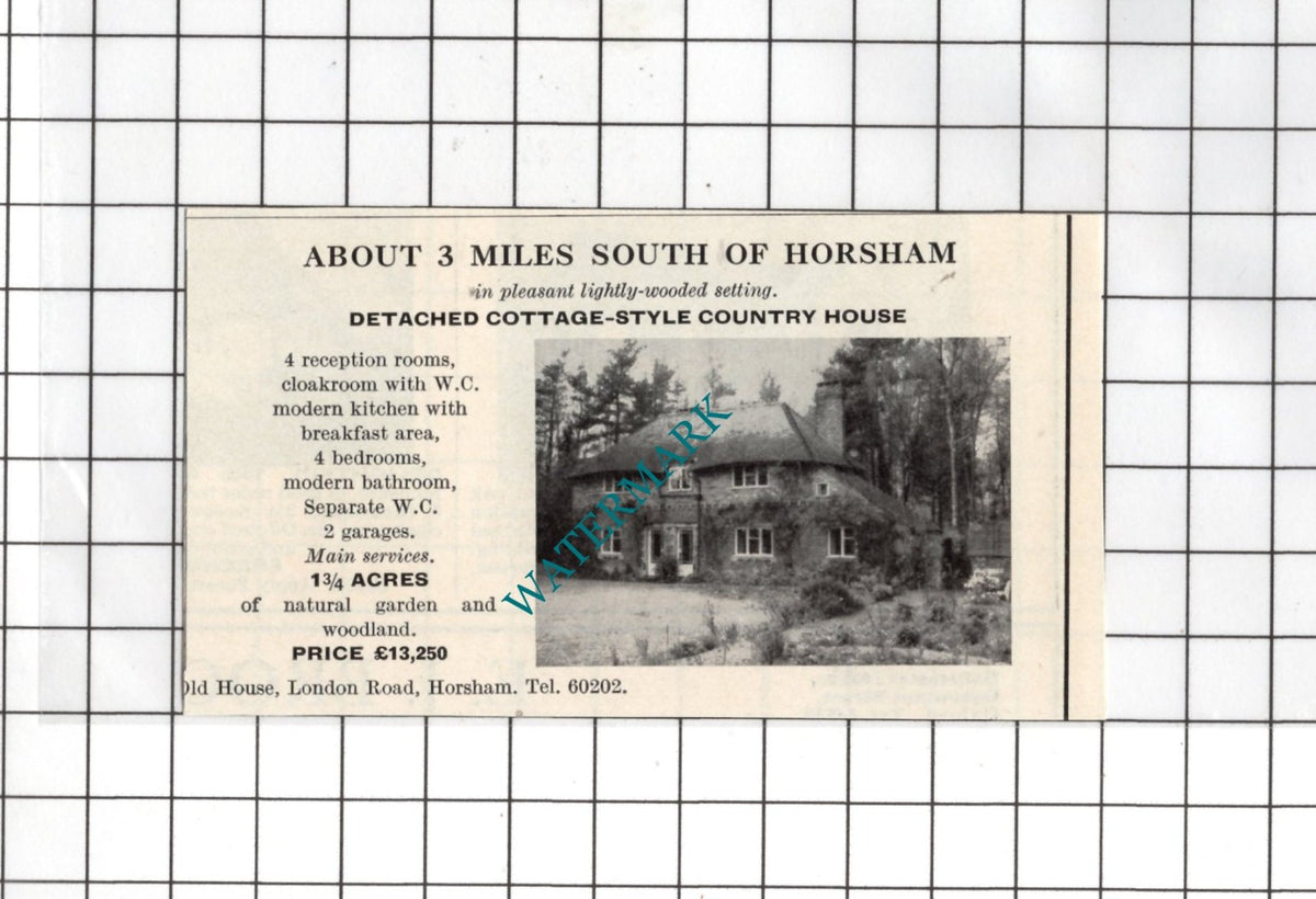 Horsham Sussex -  Small House Sale Advert - 1967