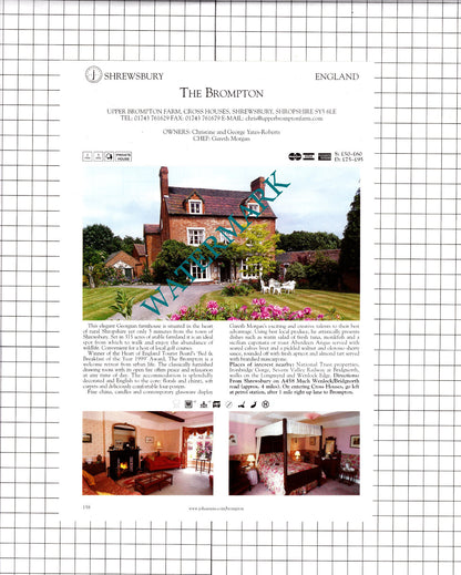 Rowton Castle Hotel Shrewsbury / Upper Brompton Farm Cross Houses - 2001 Advert