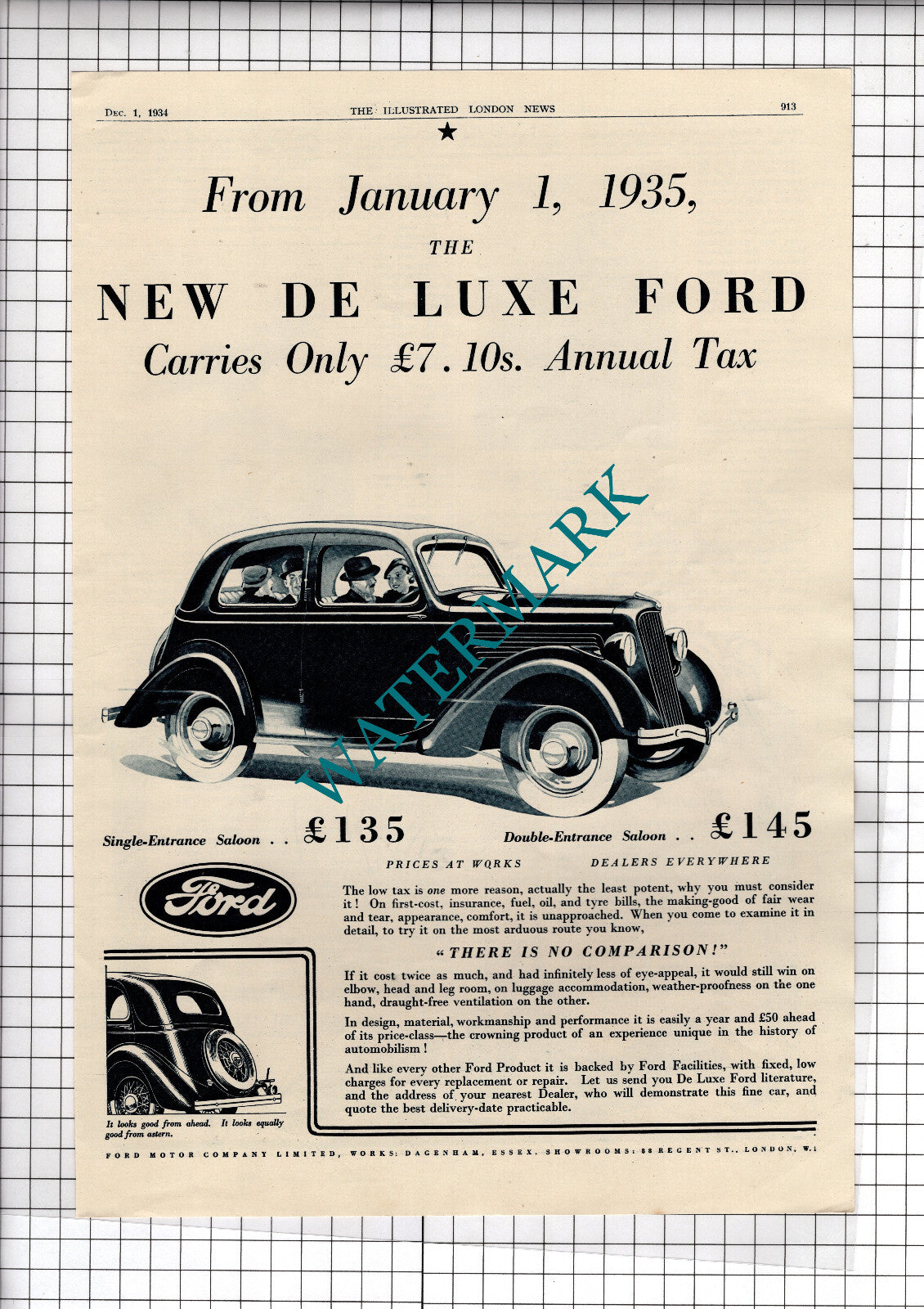 De Luxe Ford Car Advert  - 1934 Advert