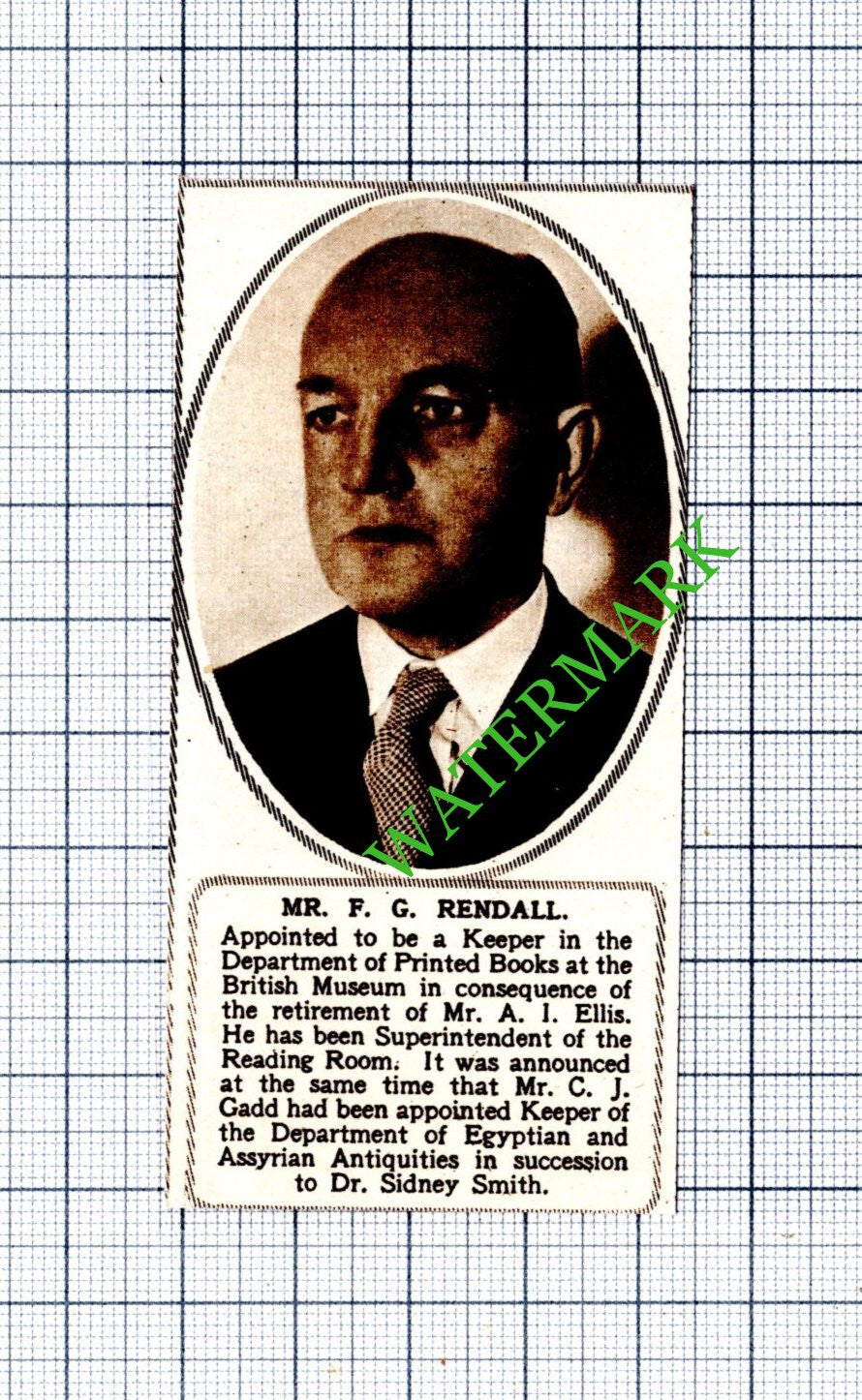 Mr F G Rendall British Museum -  1948 SMALL  Cutting