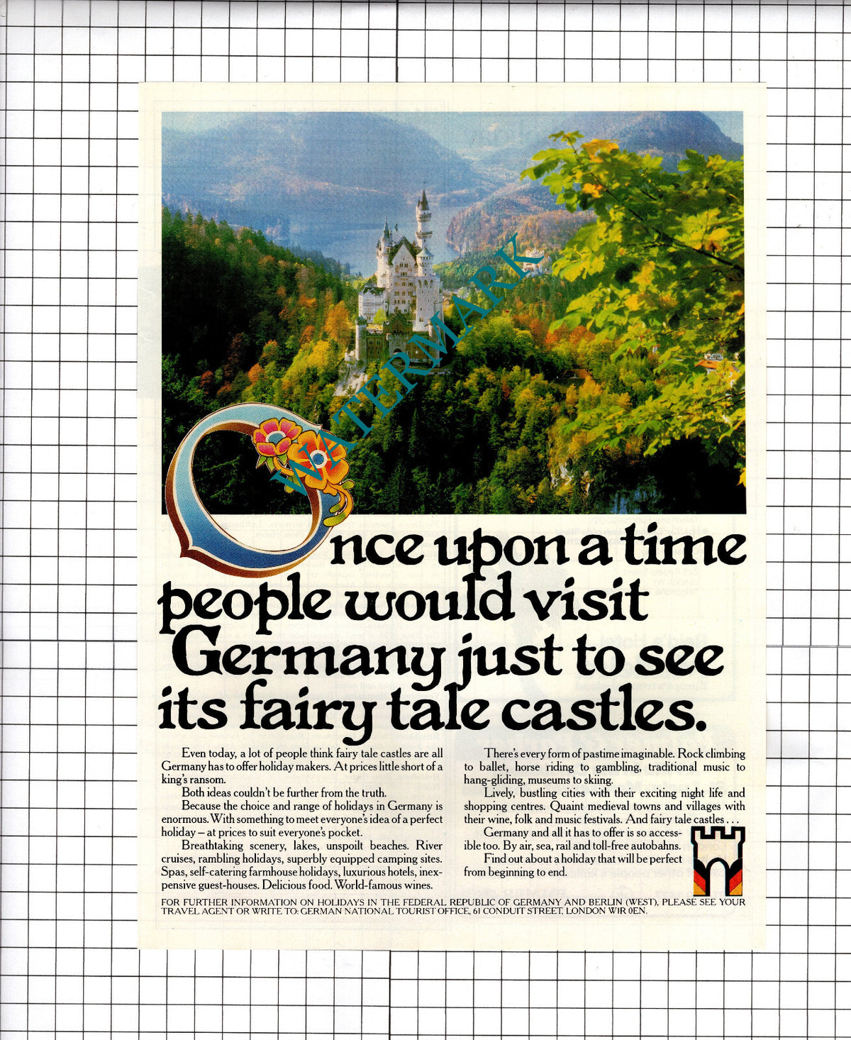 Germany Tourism VINTAGE ADVERT - 1980