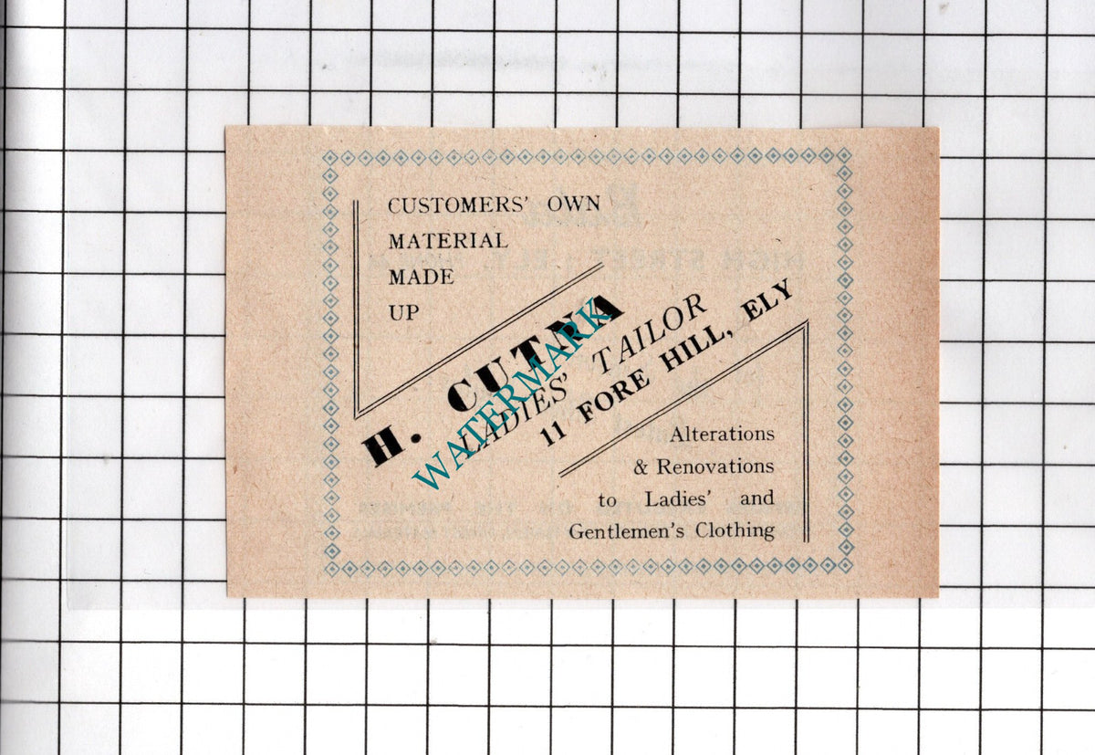 Bata Shoes Ely Cambridgeshire / H Cutna Tailor Ely  - 1949 Small Advert