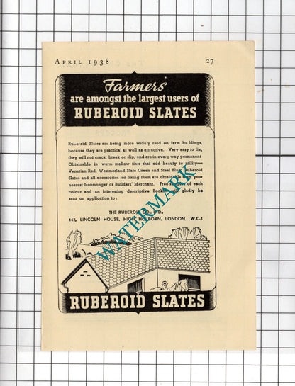 Welwyn Metal Products Ltd  Greenfood / The Ruberoid Co Ltd London - 1938 Advert