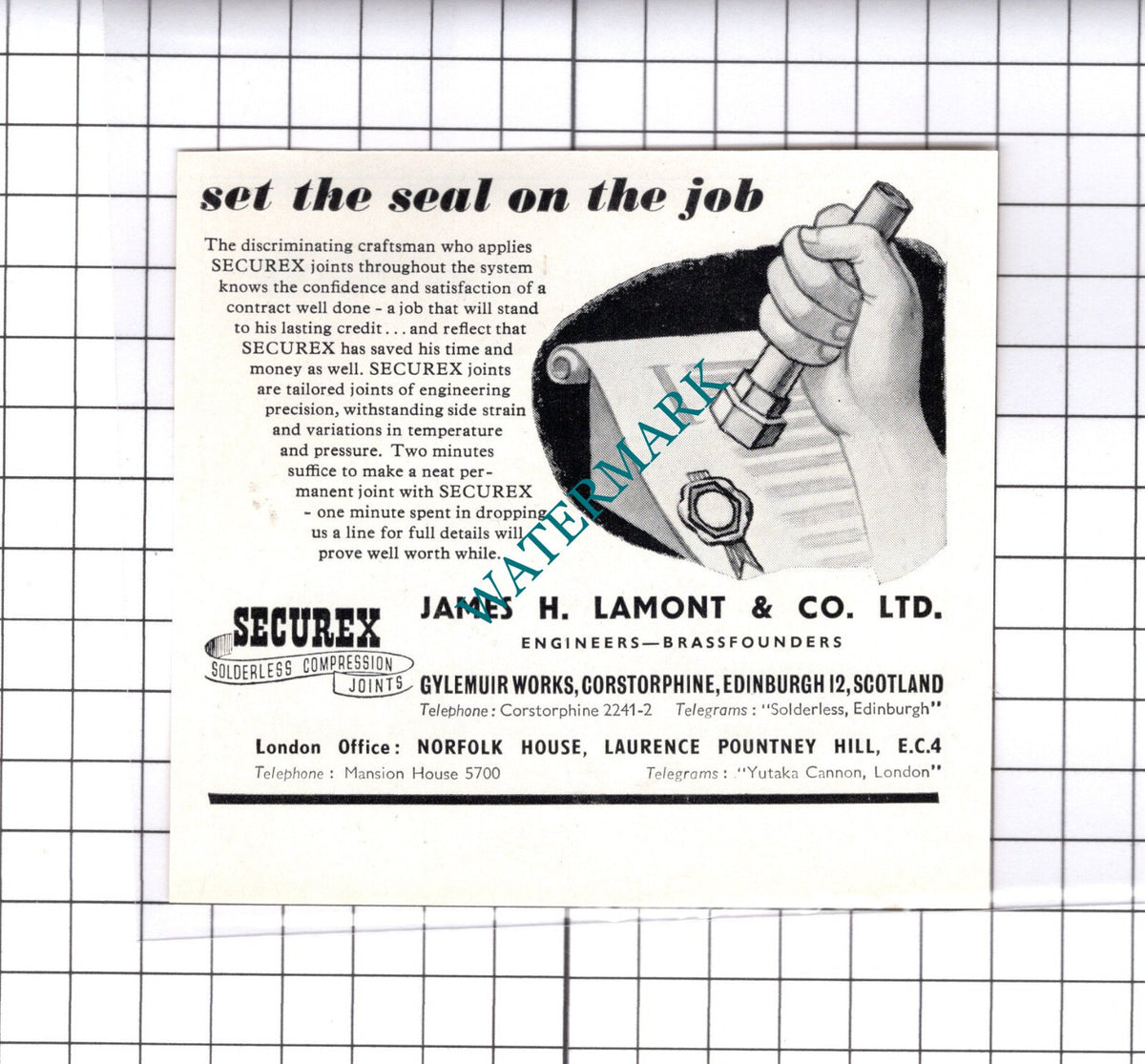 James H Lamont & Co Edinburgh / The Belfast Ropework Co Ltd -c.1947 Small Advert