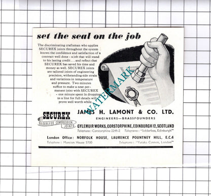 James H Lamont & Co Edinburgh / The Belfast Ropework Co Ltd -c.1947 Small Advert