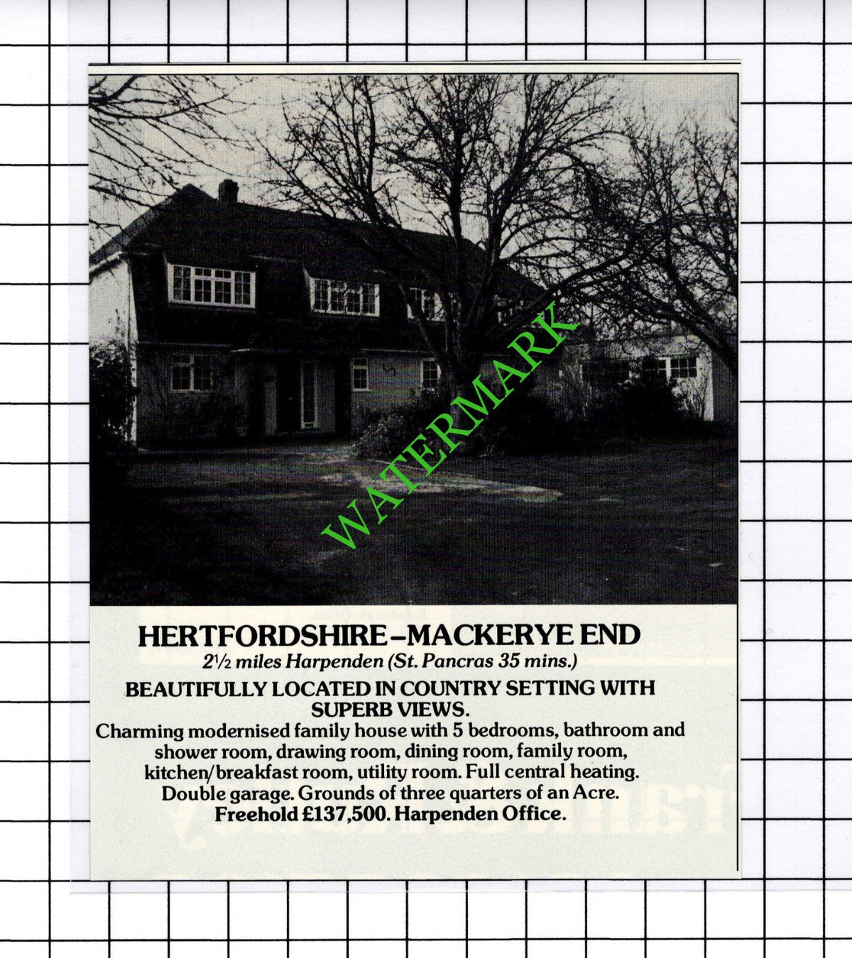 Mackerye End Hertfordshire House Sale Advert - 1981 Cutting