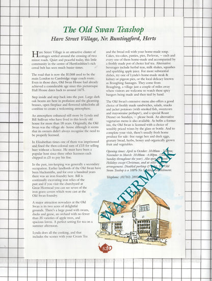 Old Swan Tea Shop Hare Street Magnolia Buckley's Castle Hedingham c.2001 Advert