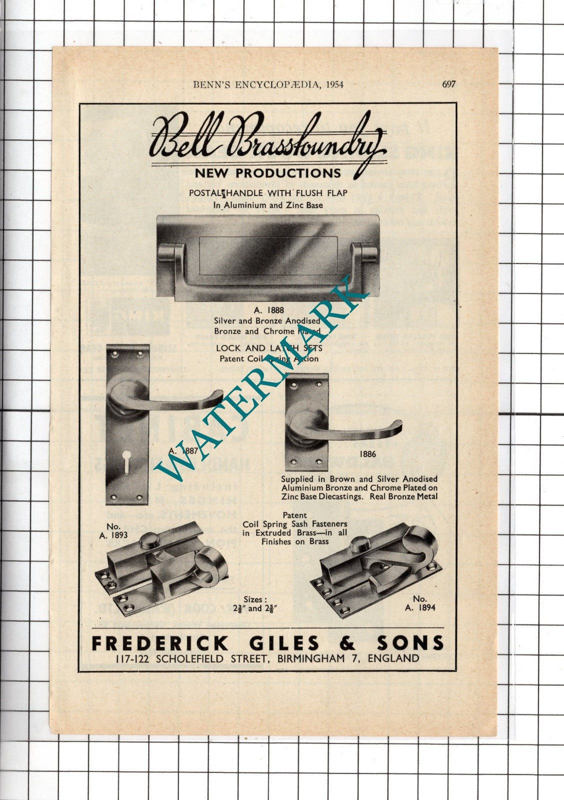 Frederick Giles & Sons Birmingham England   -  1954 Advert