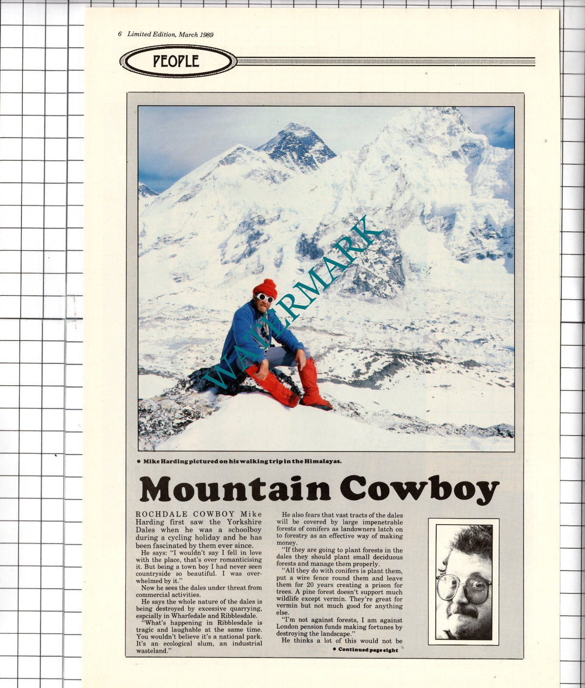 Mike Harding Entertainer Yorkshire Dales  - 1989 Article