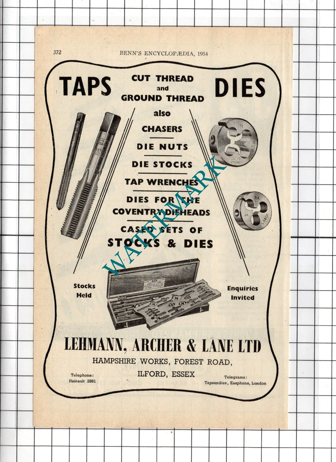 Lehmann Archer & Lane Ltd Ilford Essex / J&S Aldridge Leicester - 1954 Advert