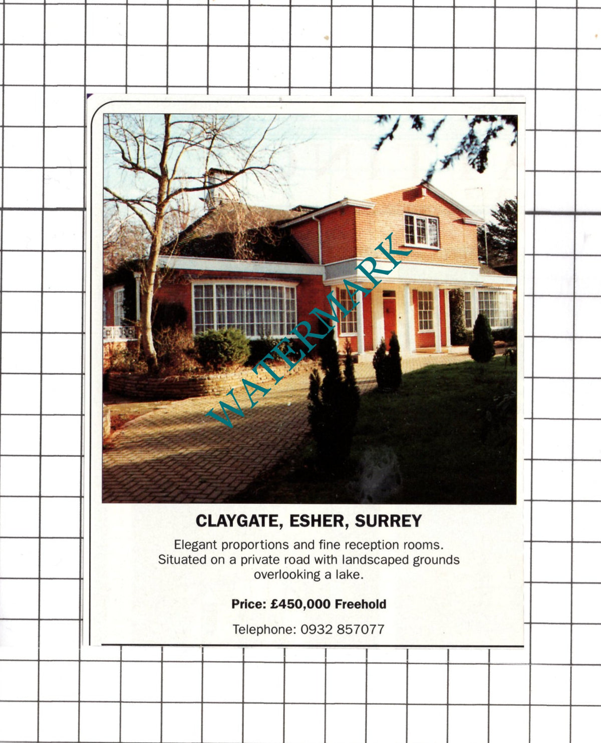 Claygate Esher Surrey House Sale Advert - 1990 Clipping / Print