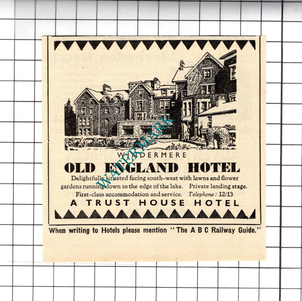 Old England Hotel Windermere Small Advert - 1958 Cutting