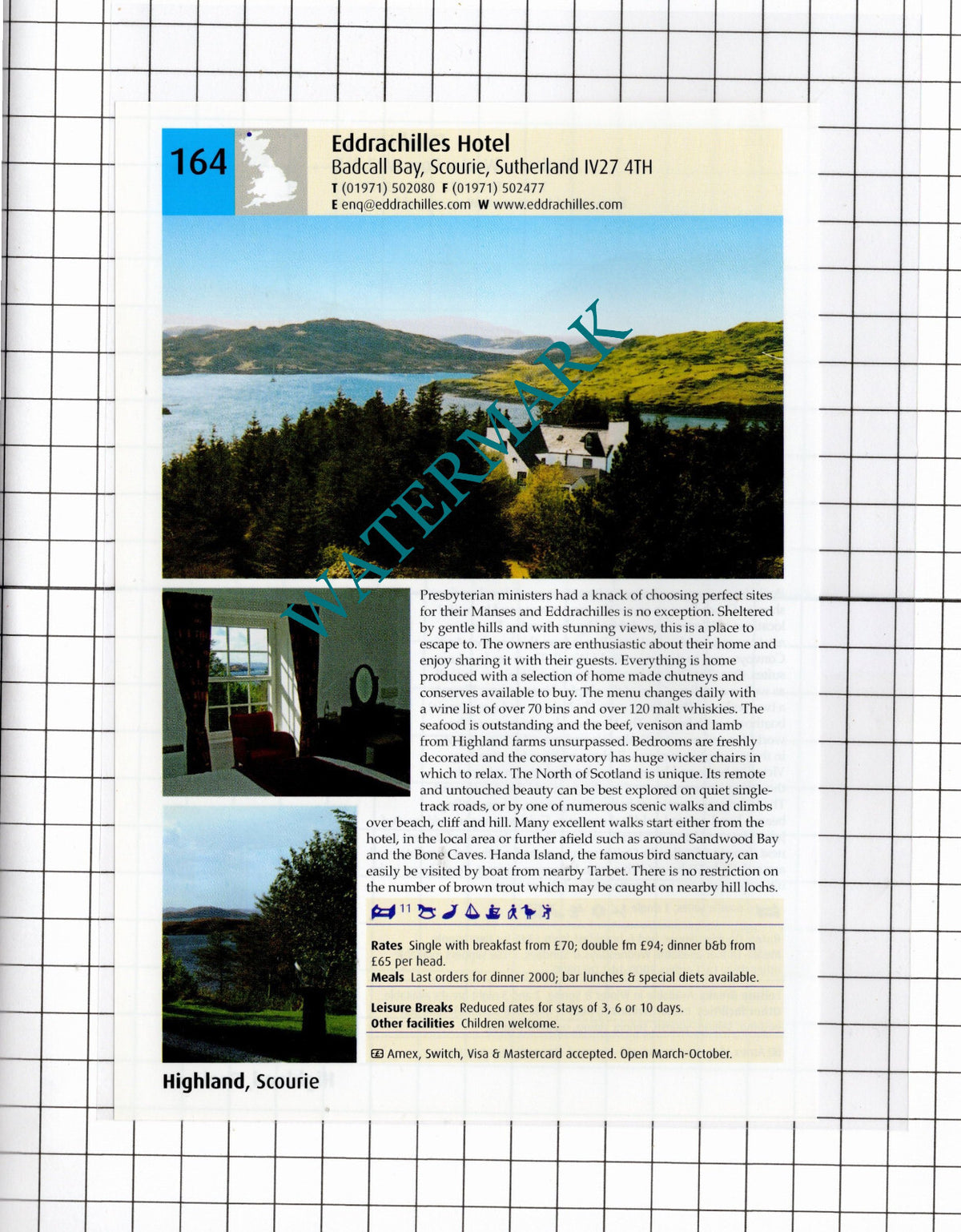Pool House Poolewe Wester Ross / Eddrachilles Hotel Scourie  -2011 Advert