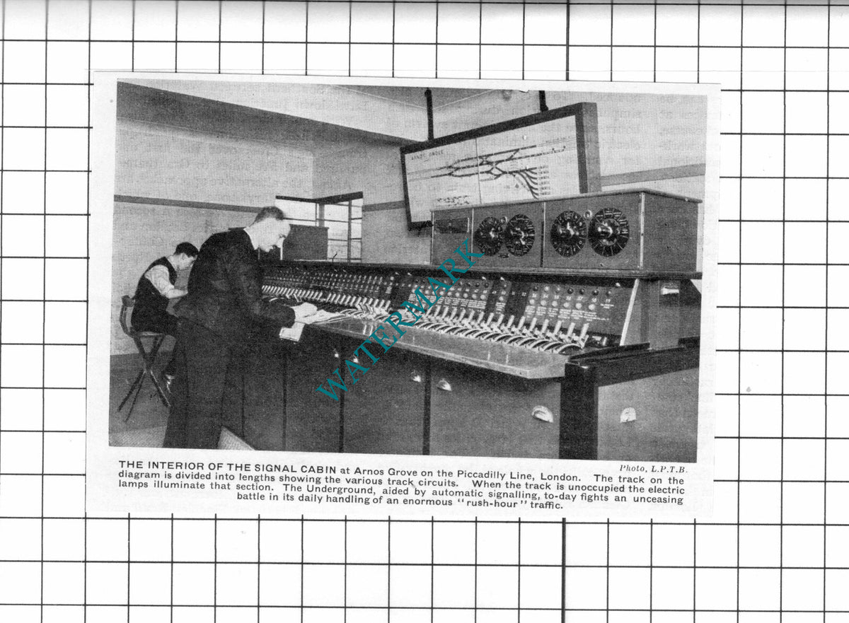 Arnos Grove Signal Cabin Piccadilly Line Railway - c.1930' s Clipping/ Print