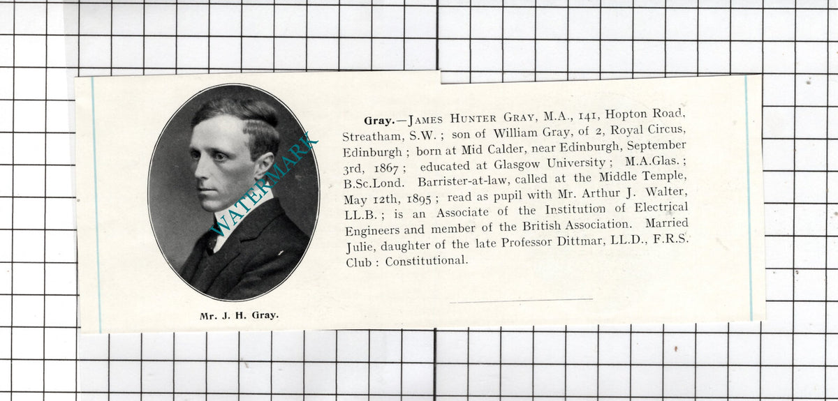 James Hunter Gray Mid Calder / John Peter Grain Feversham - c.1905 Clipping
