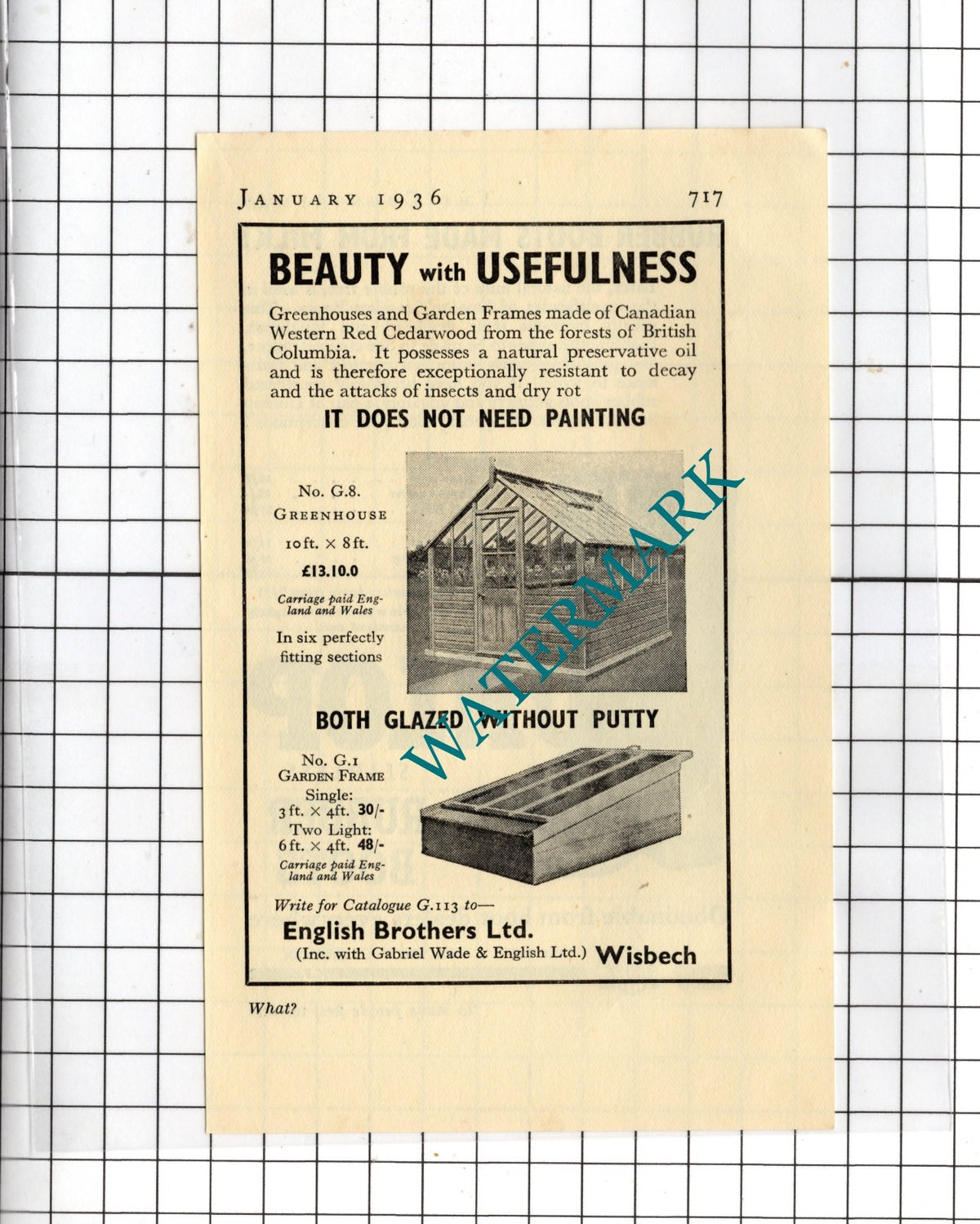 Dunlop Boots ADVERT / English Brothers Ltd Wisbech - 1936 Small Advert