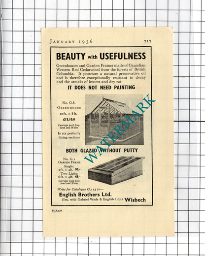 Dunlop Boots ADVERT / English Brothers Ltd Wisbech - 1936 Small Advert