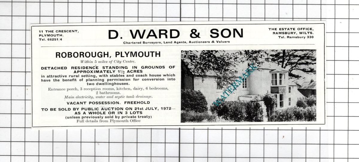 Lacock Wiltshire Stroud Farm Mead Farm / Roborough Plymouth House Advert - 1972