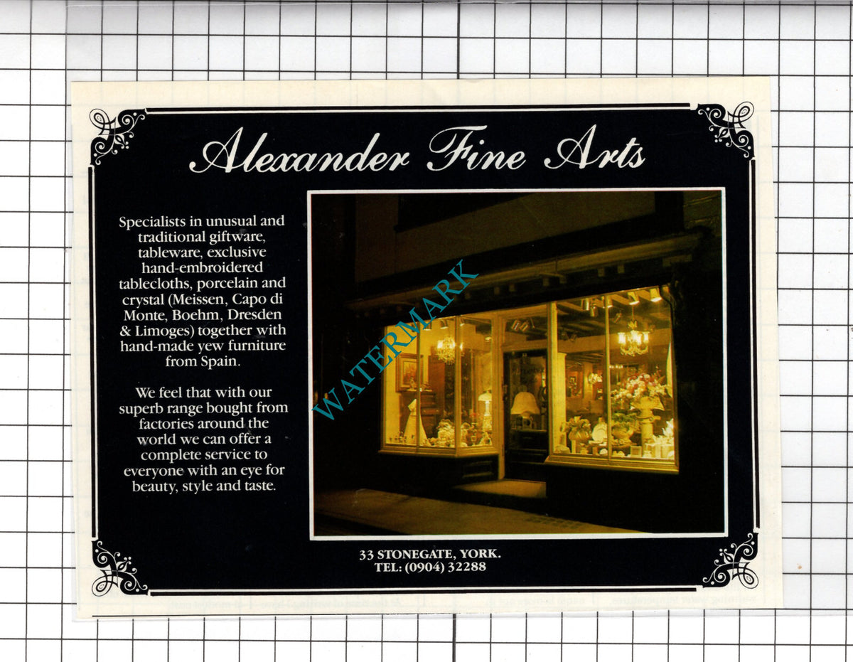 Alexander Fine Art 33 Stonegate York Yorkshire   - 1985 Advert