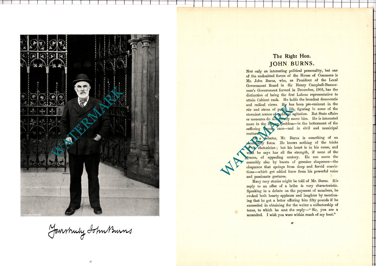 The Right Hon John Burns  - c.1904 Article / Print