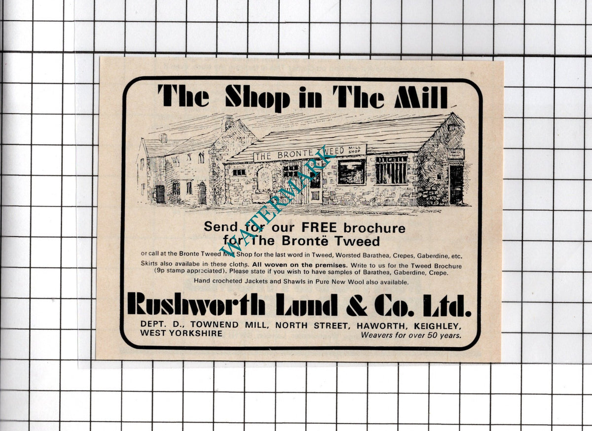 The Bronte Tweed Mill Shop Haworth Rushworth Lund & Co Ltd  - 1976  Advert