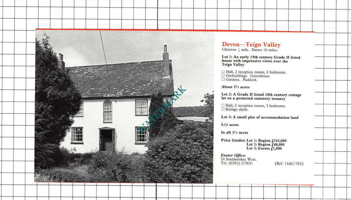 Christow Devon / Boxcombe Wiltshire House Sale Advert - c.1990 Clipping