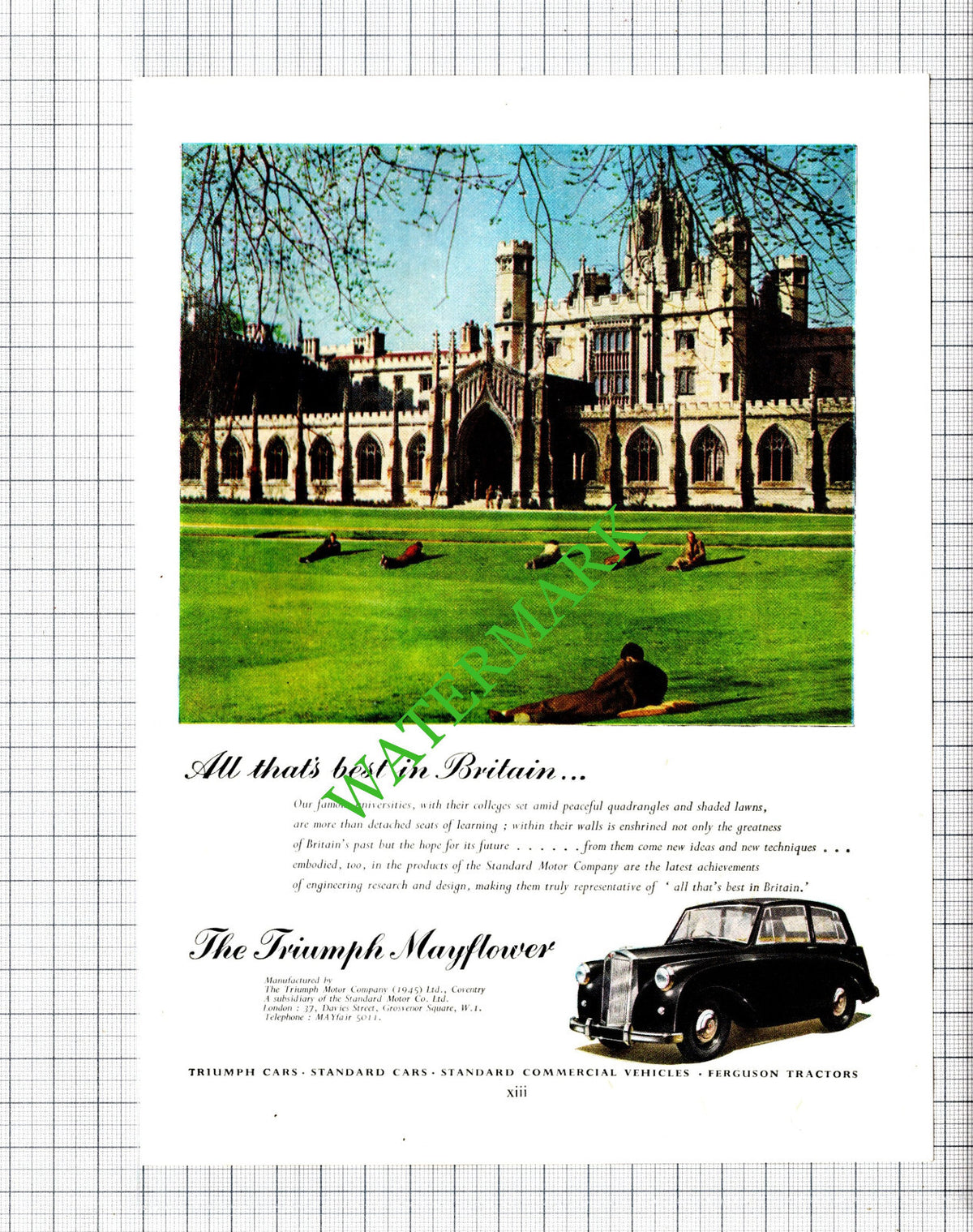 Dunlop Rubber / Triumph Mayflower Car Advert - 1951 Cutting