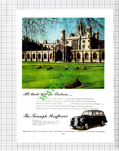 Dunlop Rubber / Triumph Mayflower Car Advert - 1951 Cutting