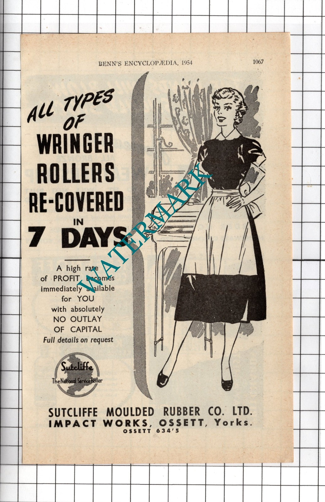 Sutcliffe Moulded Rubber Co Ltd Impact Works Ossett Yorkshire   - 1954 Advert
