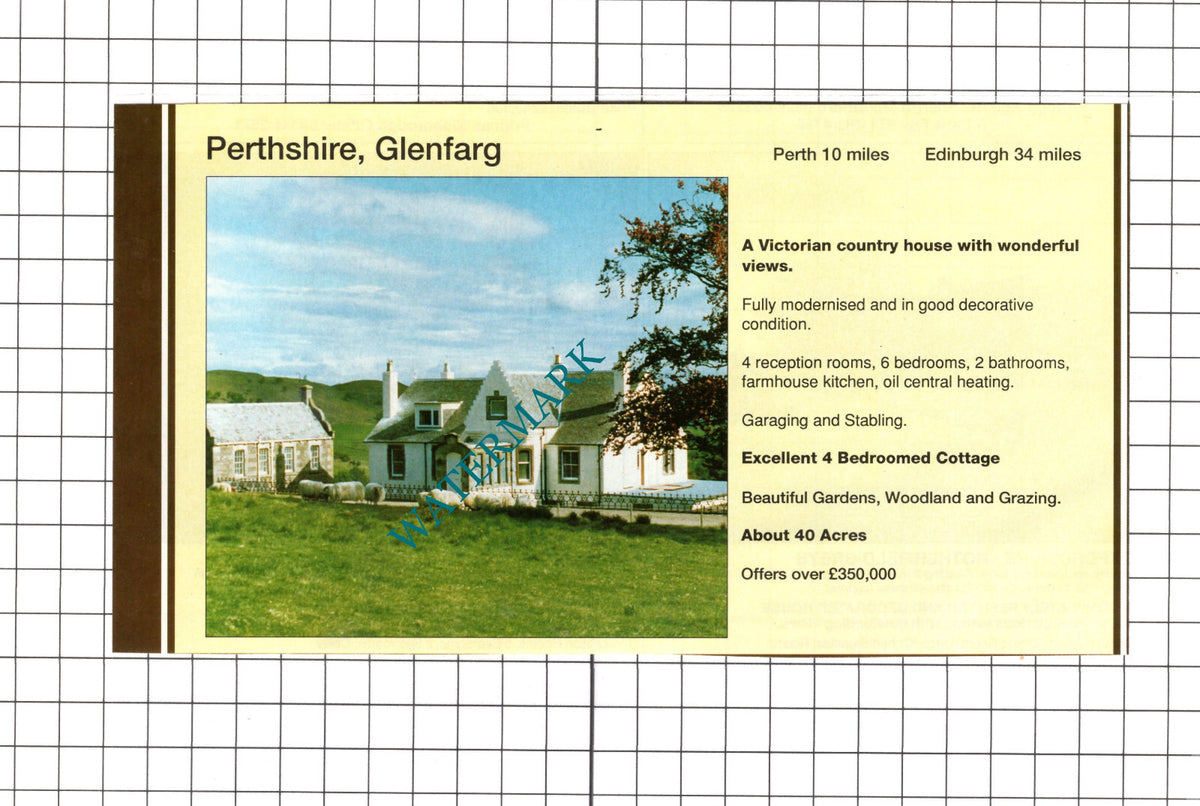 Glenfarg Perthshire  House Sale Advert -   1991 Clipping