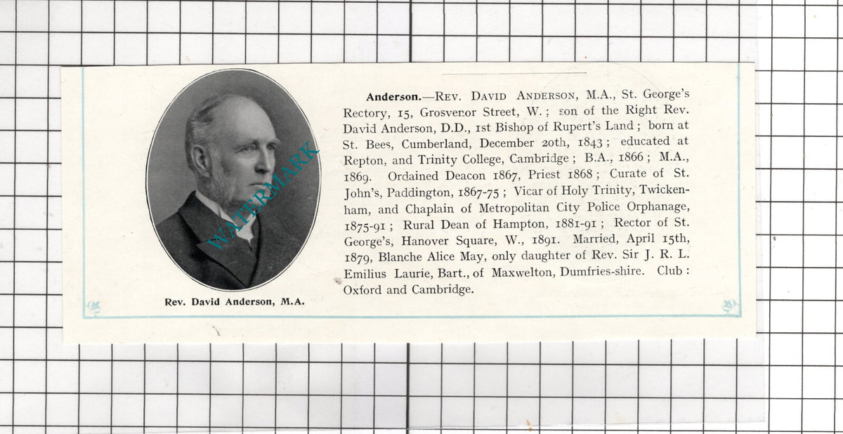 Rev Charles Otto Becker / Rev David Anderson St Bees -  c. 1910 Cutting