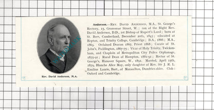 Rev Charles Otto Becker / Rev David Anderson St Bees -  c. 1910 Cutting