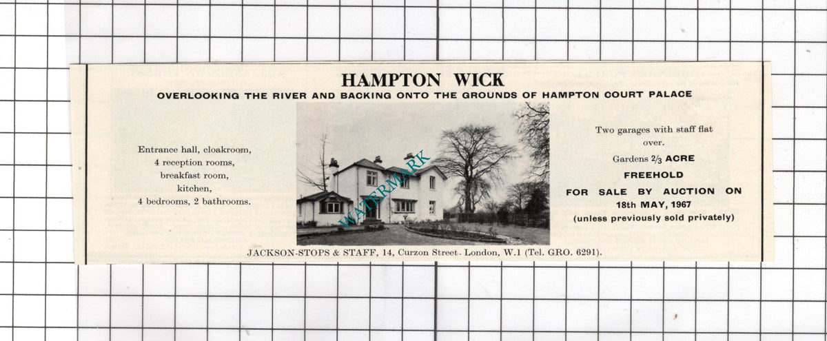 Hampton Wick House Sale Advert - 1967