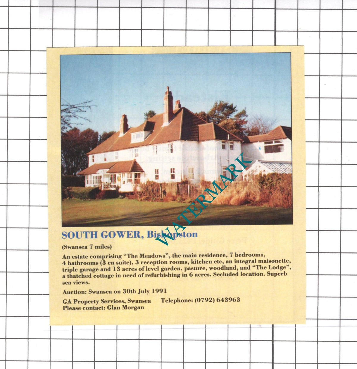Bishopston South Gower Swansea House Sale Advert - 1991 Clipping / Print