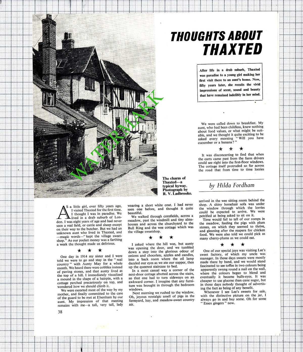 Thaxted Essex Hilda Fordham -   1969 Article