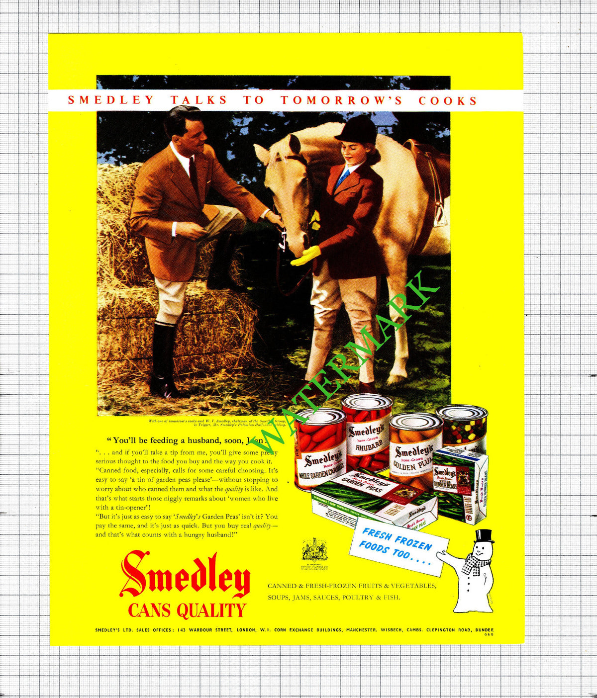 Mr W V Smedley Chairman Smedley's Ltd Advert - 1956 Cutting