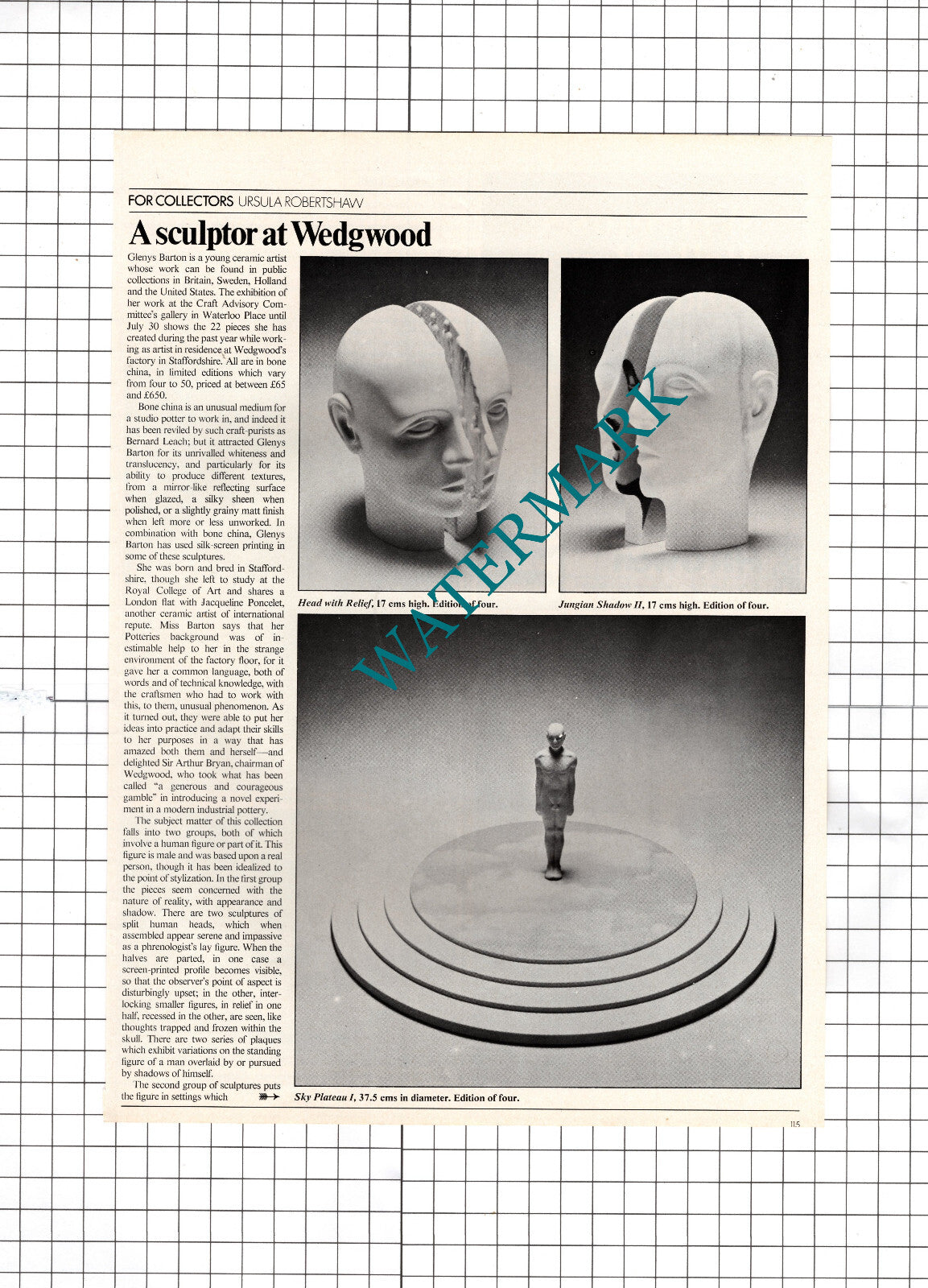 Glenys Barton  Ceramic Artist Sculptor - 1977 Article