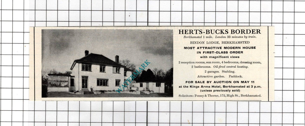 Bindon Lodge Berkhamsted Hertfordshire  - 1967 House Sale Advert
