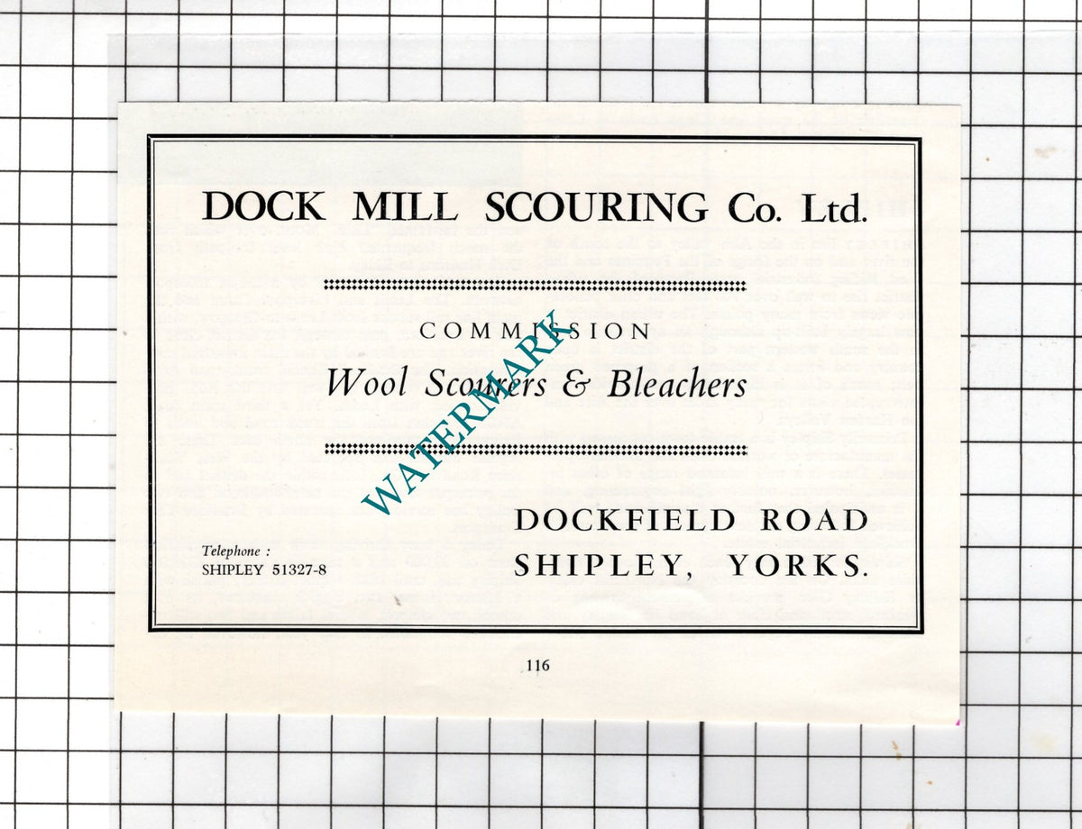 Dock Mill Scouring Co Ltd Shipley Yorkshire - c.1962 Small Advert
