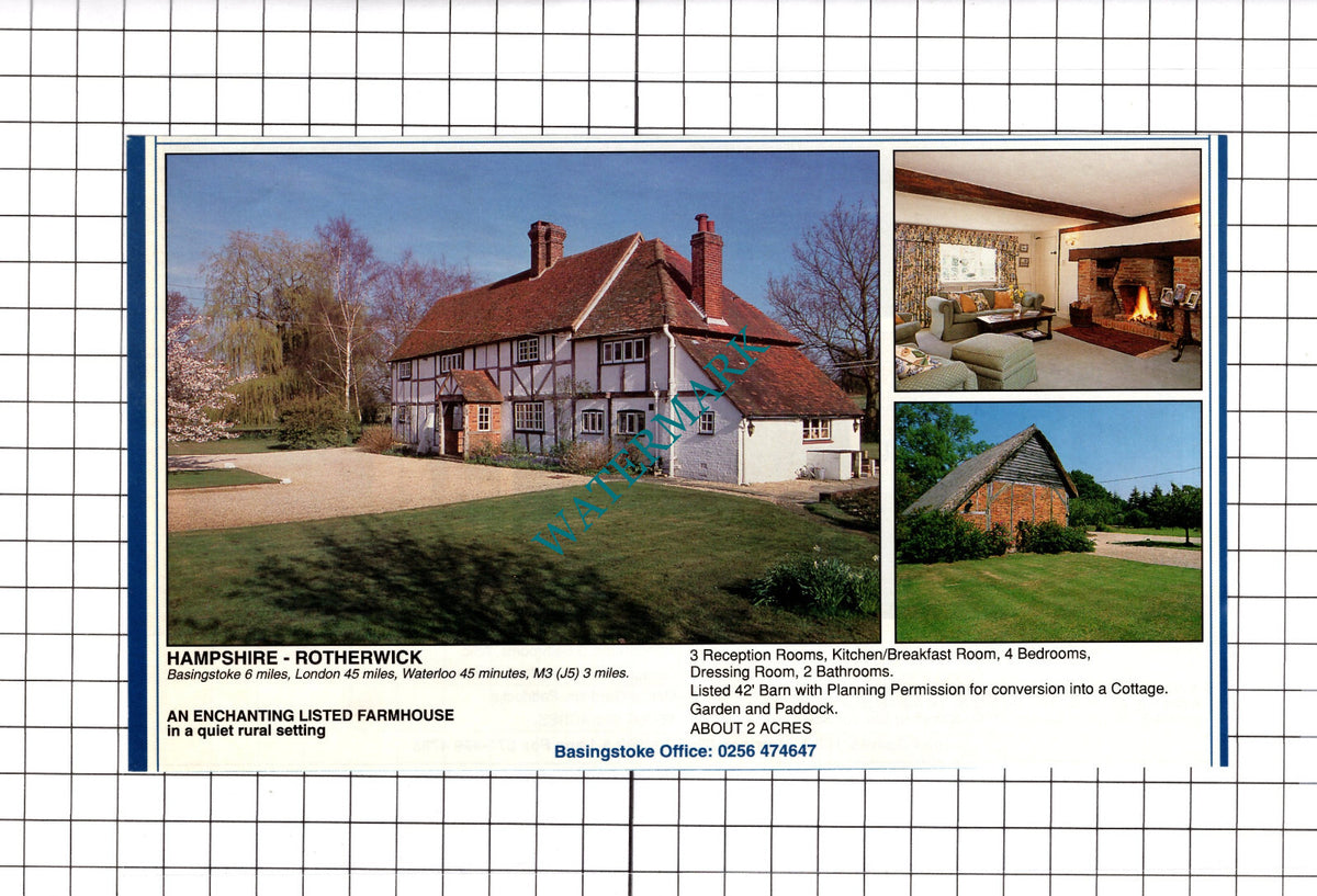Rotherwick Hampshire Farmhouse Sale Advert  - 1994 Clipping / Print