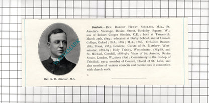 Rev Robert Henry Sinclair Tamworth / Rev Henry Montagu Villiers   c.1910 Cutting