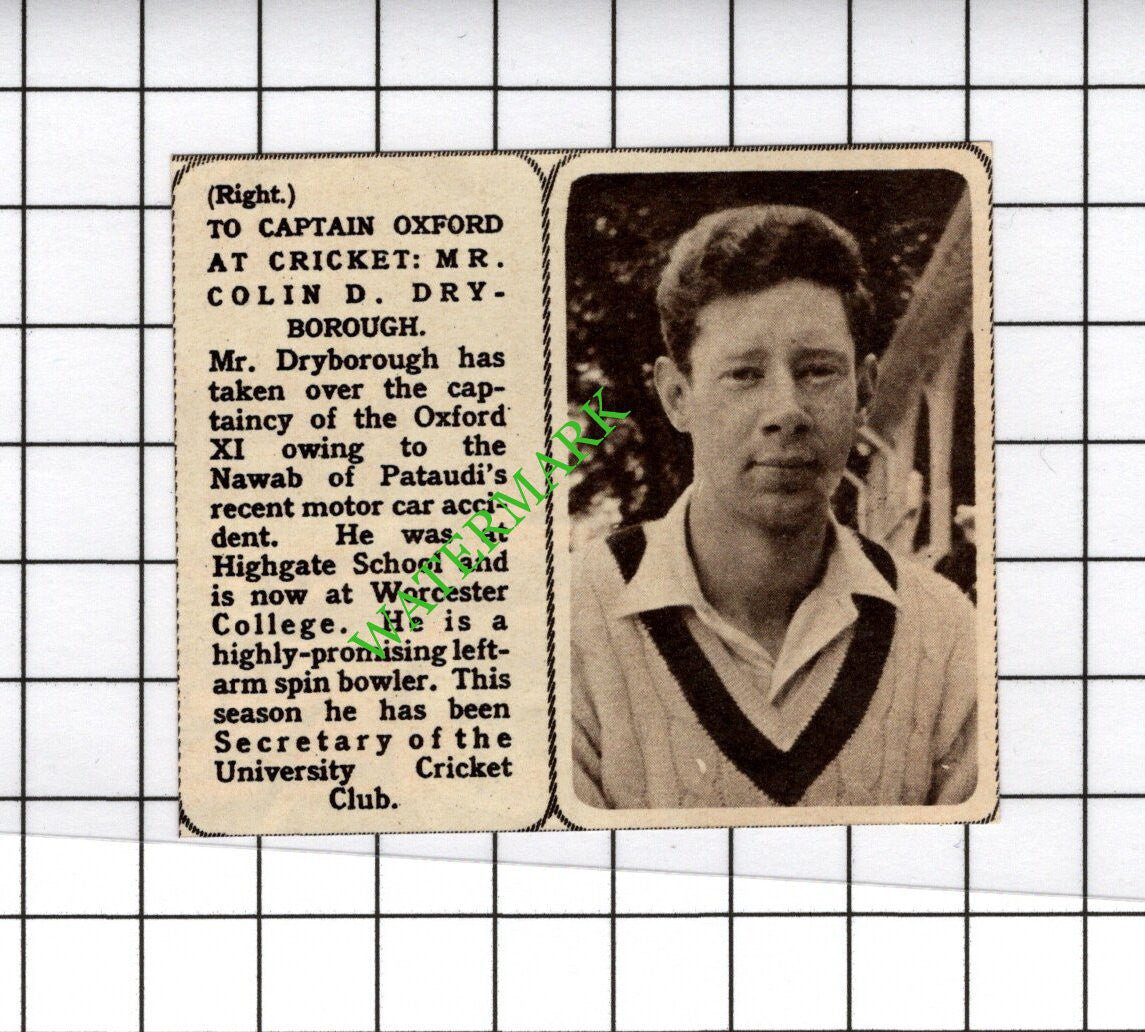 Mr Colin Dryborough Oxford University - 1961 SMALL Cutting