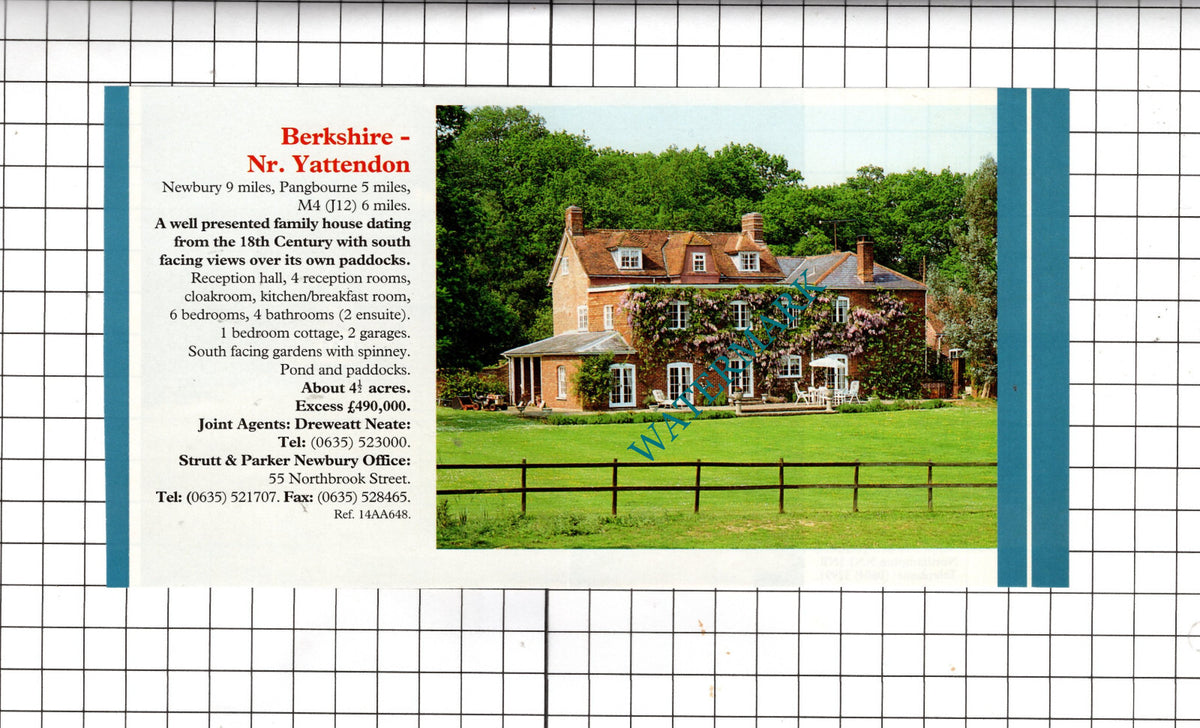 Yattendon Berkshire House Sale Advert - 1994 Cutting