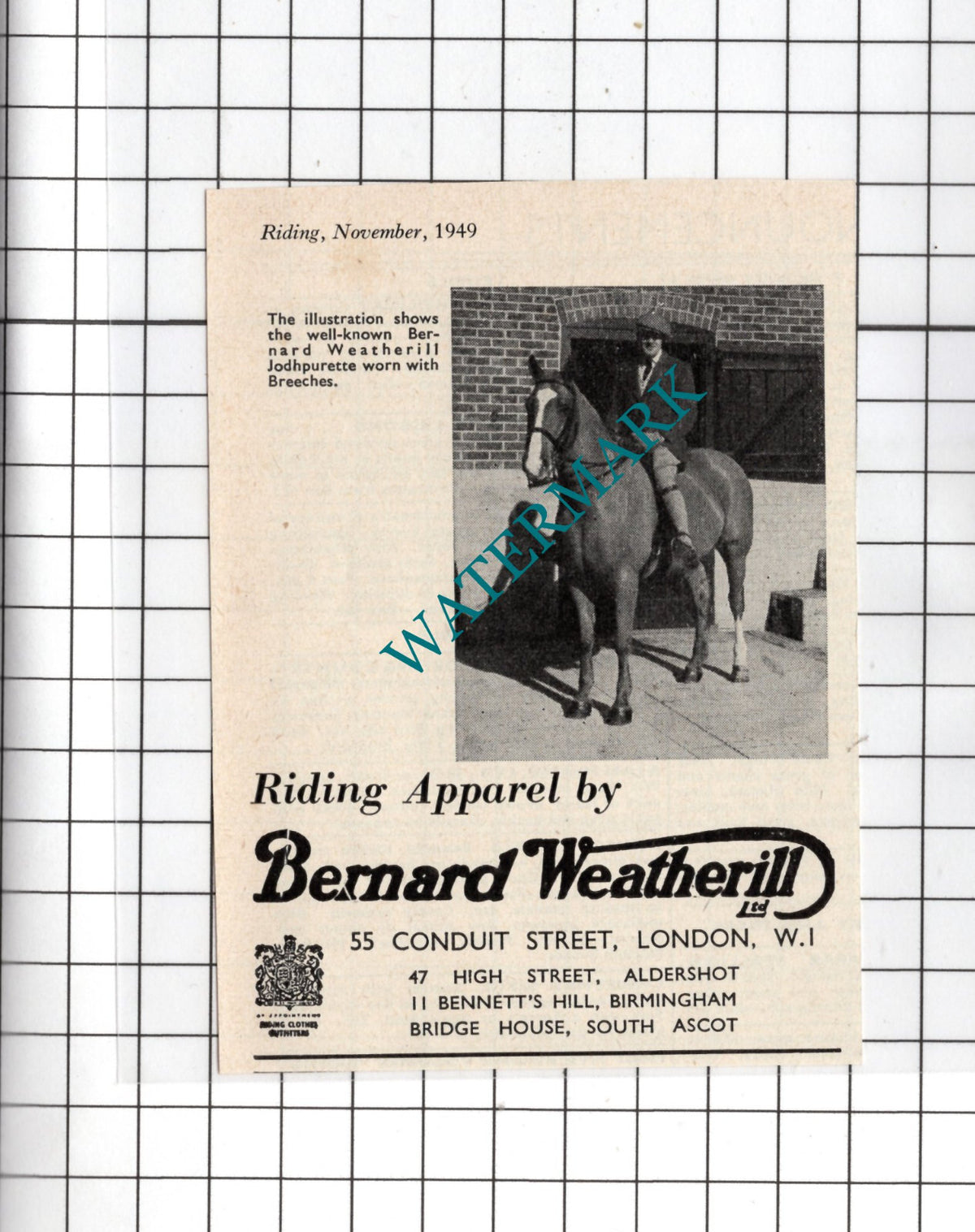 Bernard Weatherill Ltd Small Advert - 1949 Clipping